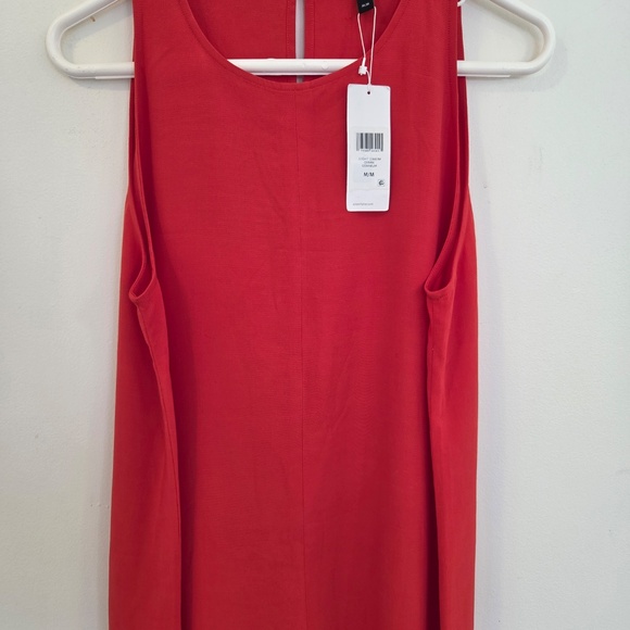 NWT Eileen Fisher M Red Maxi dress sleeveless slit summer wedding quest luxury - Picture 2 of 12